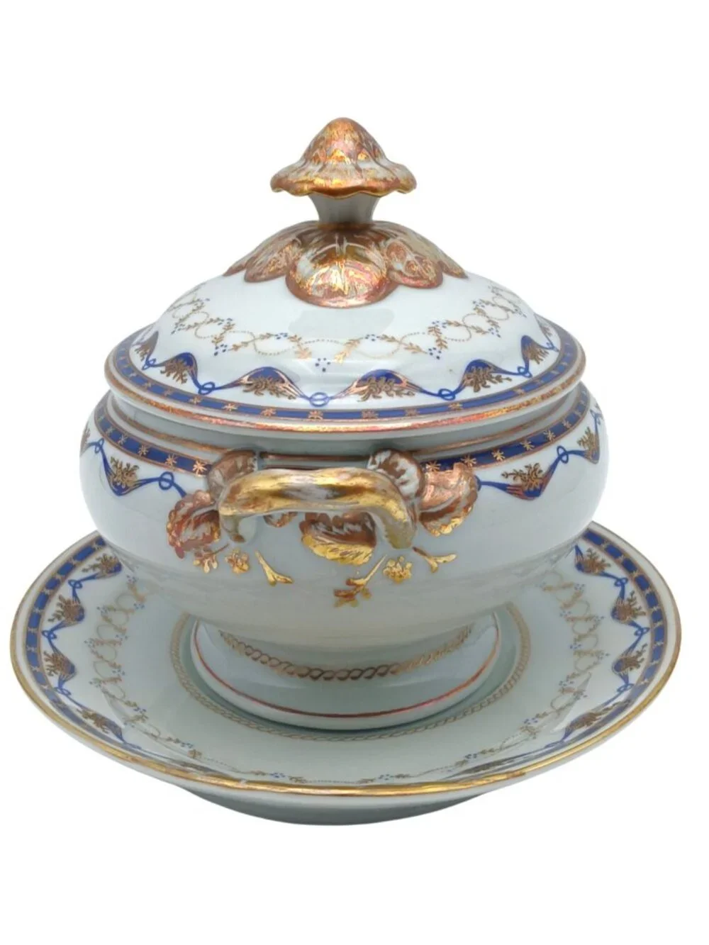 Vista Alegre Fontainebleau Covered Sauce Tureen & Underplate 22K Gold Portugal